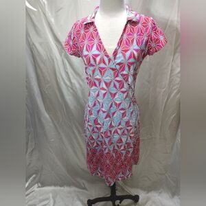 J. McLaughlin Wrap Dress Small Catalina Knit Preppy Country Club Brunch Travel